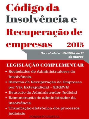 cover image of Código da Insolvência e da Recuperação de Empresas (2015)